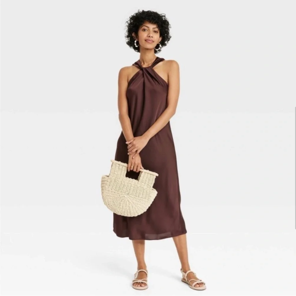 A New Day Sleeveless Satin Slip Dress Brown XXL - Picture 2 of 3